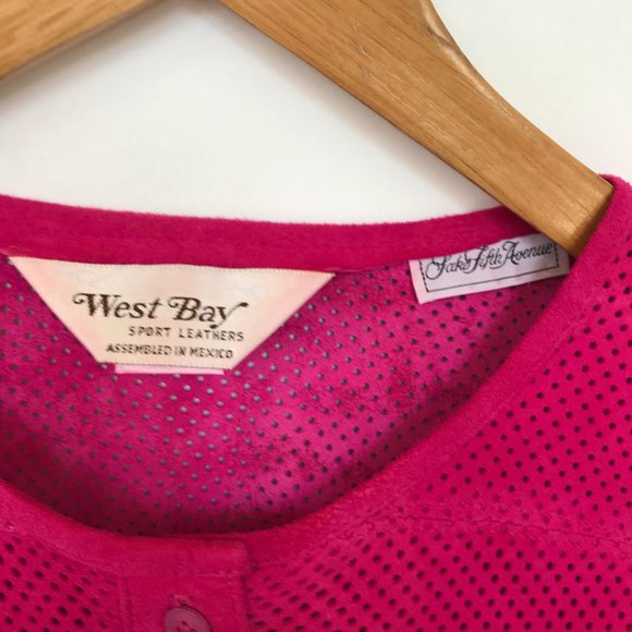 West Bay Dark Pink Suede Leather Pullover Mesh Top - Picture 3 of 5